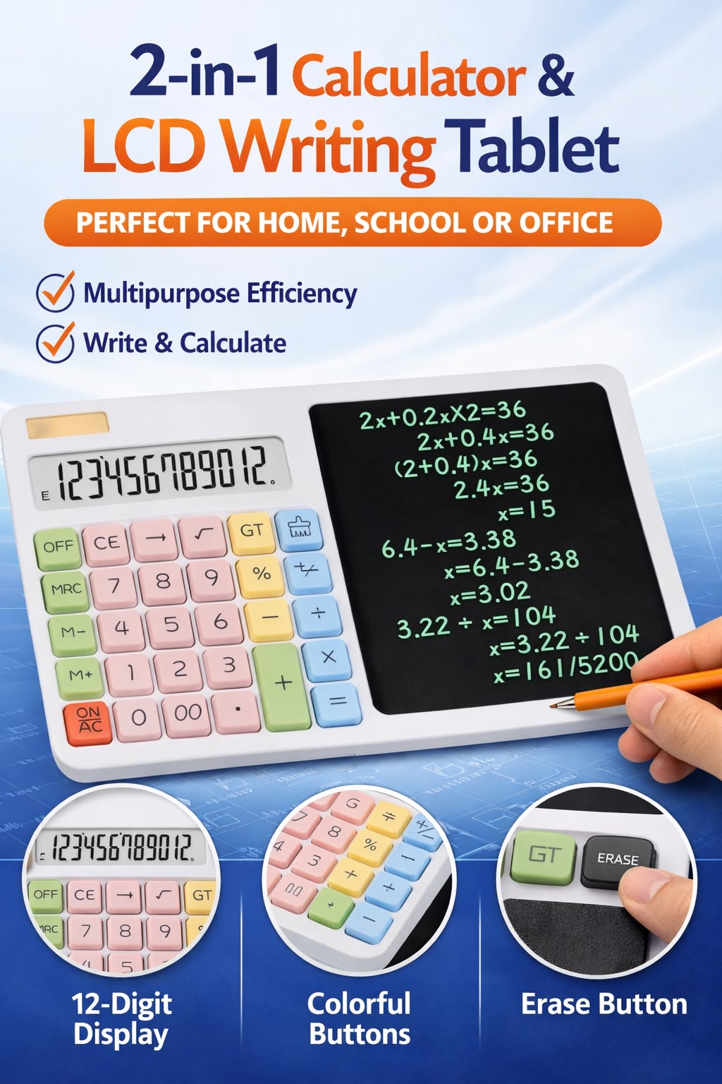 Calculator with LCD Tab